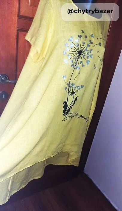 žlté ľanové šaty -nadmerná veľkosť 