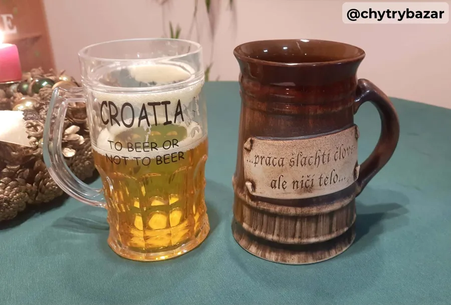 Keramicky pivový pohár k sviatku s textom