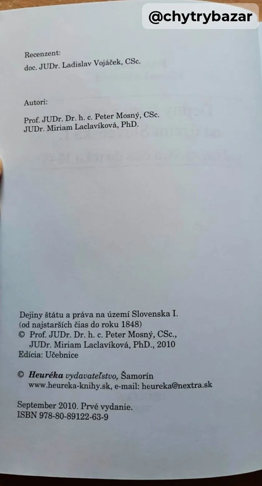 DEJINY ŠTÁTU A PRÁVA na území SLOVENSKA 