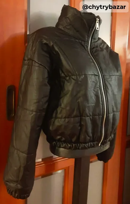 krátka koženková zateplená bundička veľ.S