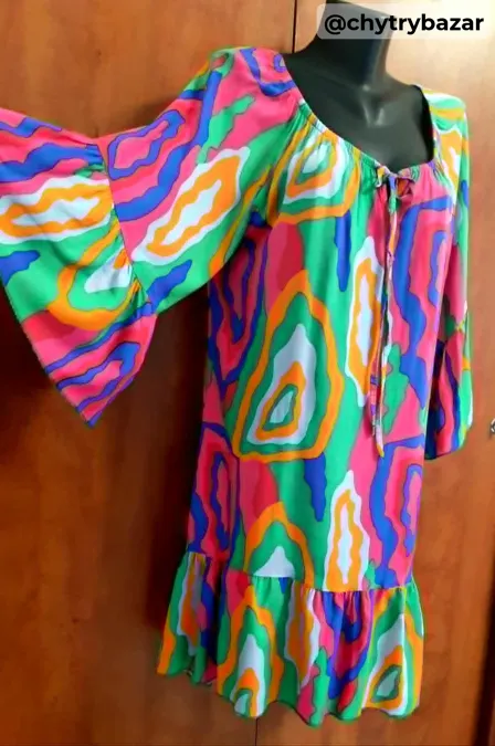 Výrazné letné šaty s volánmi FISTY veľ. UNI (S-XL)