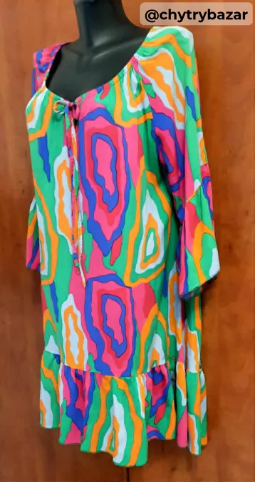 Výrazné letné šaty s volánmi FISTY veľ. UNI (S-XL)