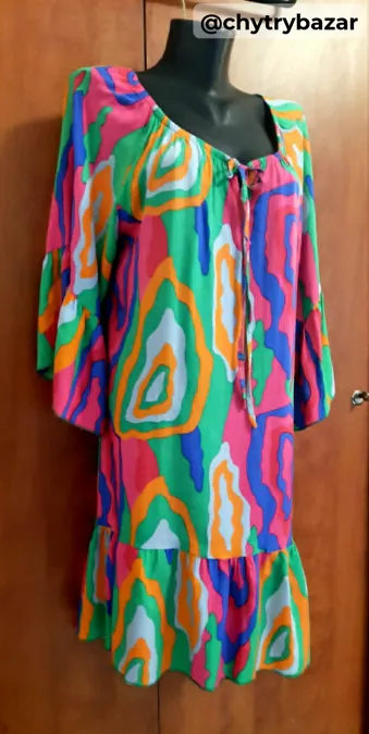 Výrazné letné šaty s volánmi FISTY veľ. UNI (S-XL)