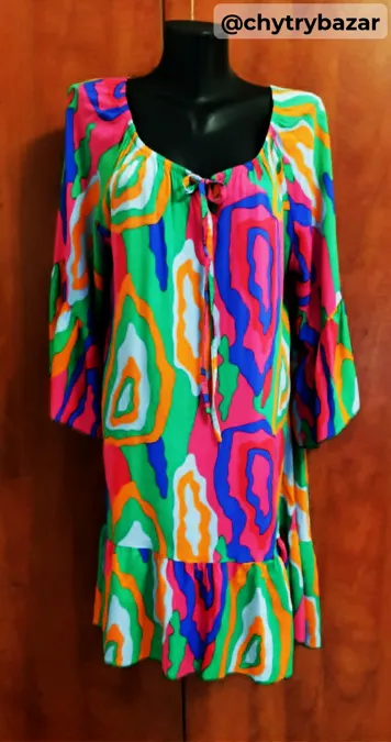 Výrazné letné šaty s volánmi FISTY veľ. UNI (S-XL)