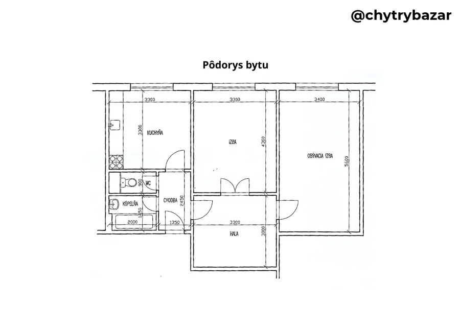 2 izbový byt Bratislava Račianska, 60 m2